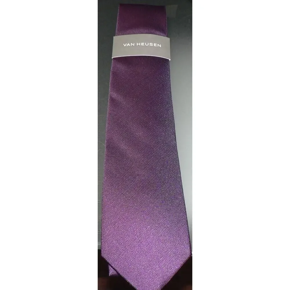 Van Heusen Men's Soft Solid Tie in Plum Purple 3' Wide 58